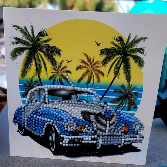 Other - Blue Muscle Car Florida Sunset Blank Card